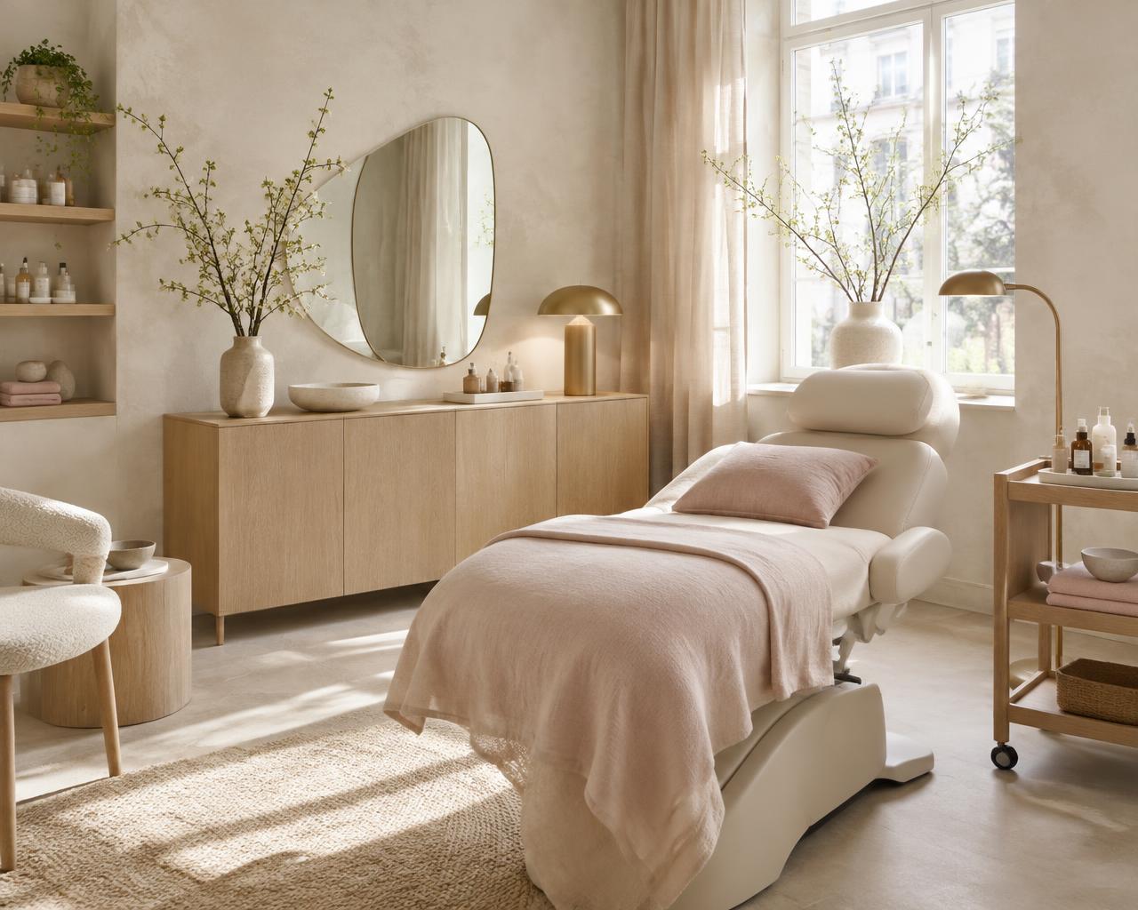 Ljus salong med behandlingsstol – inspirationsbild